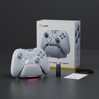 EasySMX White Black Gamepad X05 Pro Wireless PC Gaming Controller for PC Windows iOS Switch Android with Charging Dock
