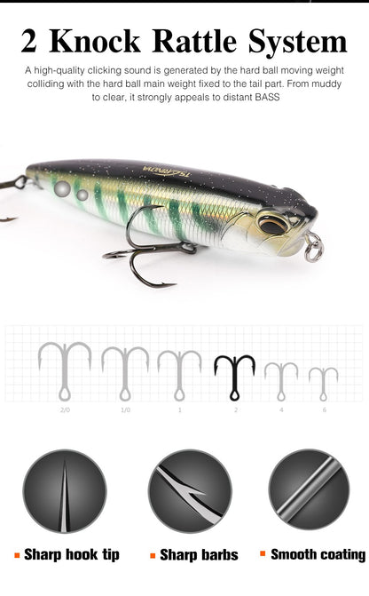 TSURINOYA 110mm 20.5g Topwater Floating Pencil Fishing Lure DW58 Dog Walk Crank Wobbler Stickbait Minnow Hard Bait For Pike Bass