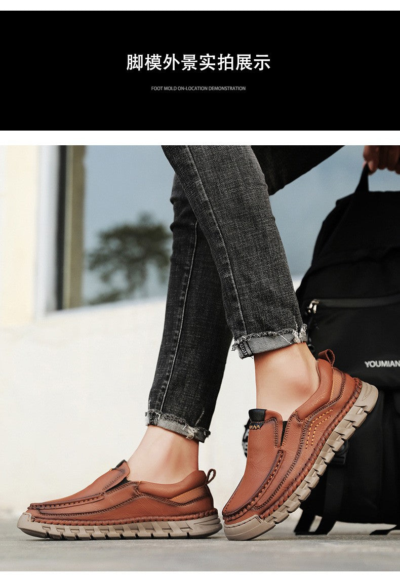 Men Handmade Genuine Leather Loafers Casual Comfortable High Quality Retro Business Shoes Spring and Autumn Men's Dress Shoes