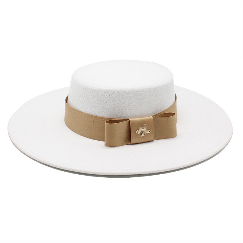 CHAPÉU FEMININO Chapéu Coco Chapéu Fedora Para Mulheres Chapéu Branco Plano Cinto De Luxo Senhoras Chapéu De Casamento Chapéus Fedora Outono Inverno ?????