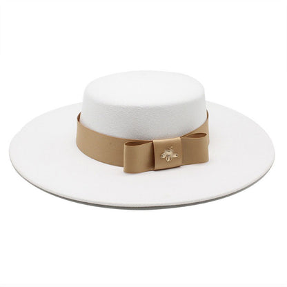 CHAPÉU FEMININO Chapéu Coco Chapéu Fedora Para Mulheres Chapéu Branco Plano Cinto De Luxo Senhoras Chapéu De Casamento Chapéus Fedora Outono Inverno ?????