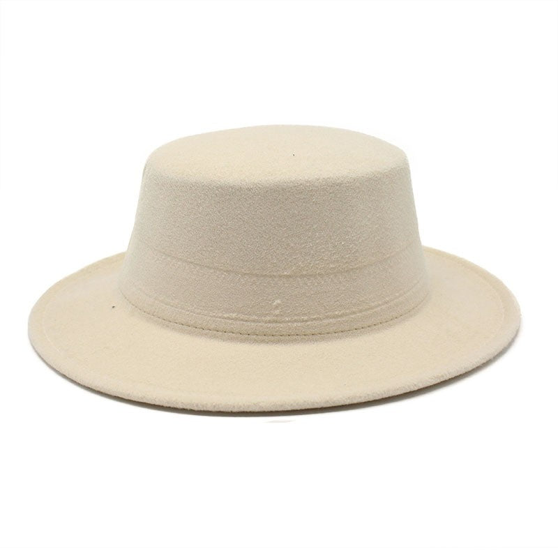 Autumn Winter Kids Felted Fedoras Hats for Boys Girls Solid Imitation Woolen Flat top Jazz Caps Childs Formal Dress Hats