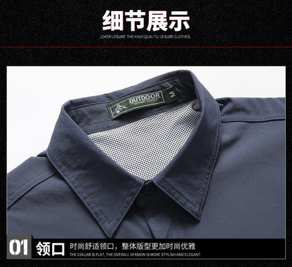 2024 Summer New Cargo Shirt Short Sleeve Men's Cargo T-shirt Outdoor Navy Multi-pocket Breathable Camping Hiking Work Shirts