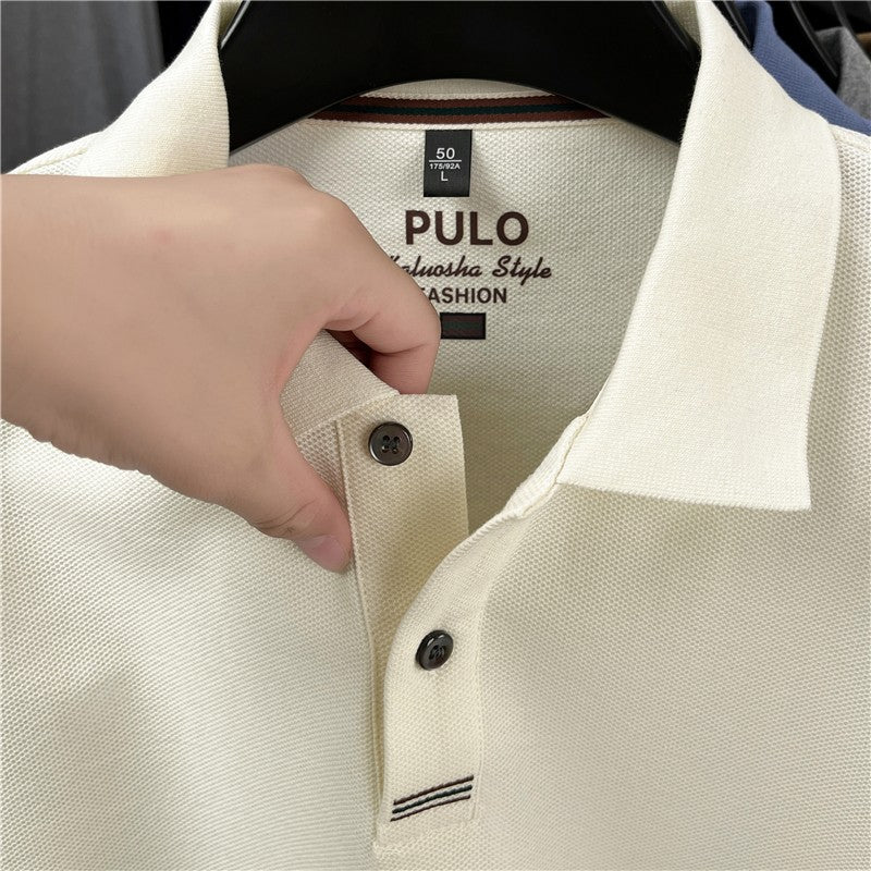 100Cotton Original Quality Men's Polo Shirt Simple Front Embroid Long Sleeve Autumn Lapel T-Shirt Business Casual Trend Menswear