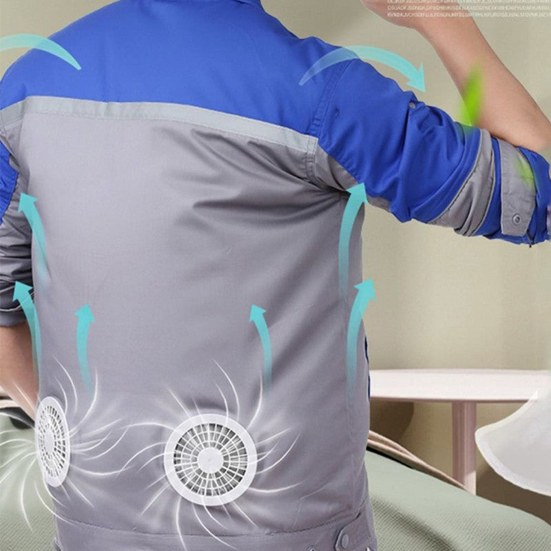 Cooling Air Conditioning Clothing Sunscreen Long Sleeve Cooling Fan Jacket USB Charging Men Outdoor Activity Electrician Clothes