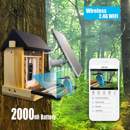 1080P Bird Feeder Camera Built-in Battery Solar Low Power Night Vision Outdoor IP66 Waterproof 2.4G WIFI Camera Connected Feeder