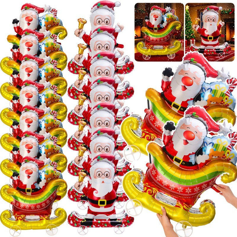 Large Christmas Standing Balloons Christmas Aluminum Film Balloon Santa Claus Snowman Balloon for New Year Xmas Party Home Decor
