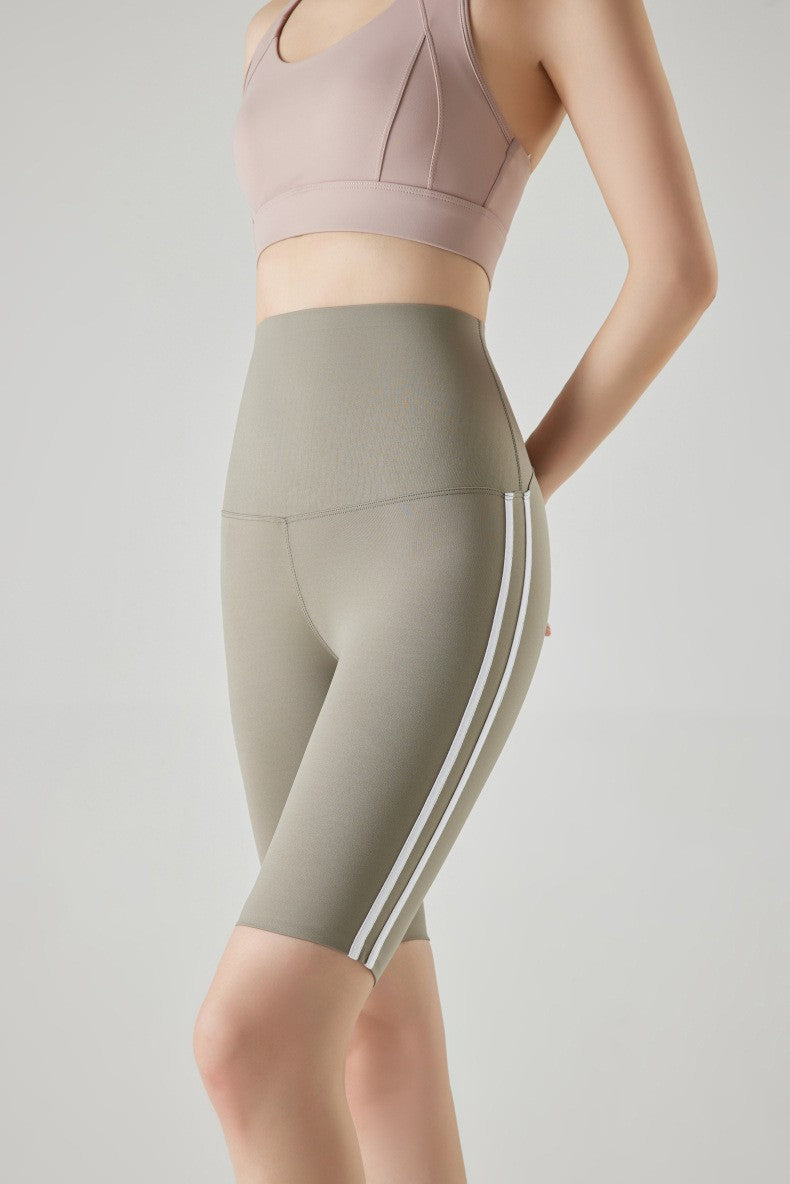 Five-point Summer Versatile Pants Side Stripe Sports Shark Pants Women's Outerwear Long Pants High Waist Seamless Barbi