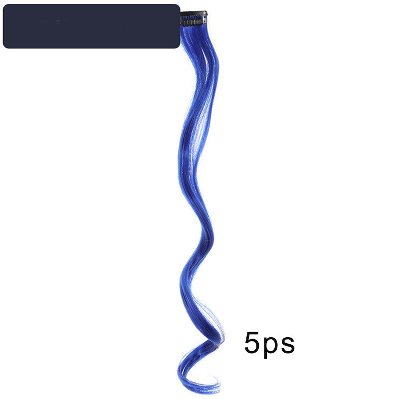 5pcs Colorful Curly Wavy Hair Extensions 18 inch Synthetic Wave Clip-In Hairpieces for Women Cosplay Christmas & New Year Gifts