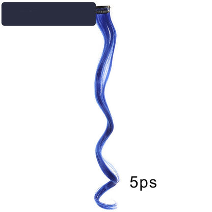 5pcs Colorful Curly Wavy Hair Extensions 18 inch Synthetic Wave Clip-In Hairpieces for Women Cosplay Christmas & New Year Gifts
