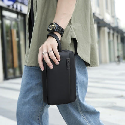 Retro Zipper Closure Leather Clutch Bag Multi-layer Versatile Men's Handbag Large Capacity Waterproof Phone Purse Office