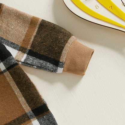 1-5Years Kids Baby Boy Autumn Clothes Outfits Plaid Print Long Sleeve Shirt and Elastic Band Pants 2 Piece Sets for Toddler