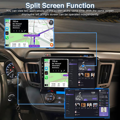 Central Multimídia Automotiva Android 13 de 10,1 polegadas com Tela Dupla 2 DIN, Bluetooth, GPS, Wifi, Reprodutor MP5, 1+16GB com CARPLAY Automático e CarPlay Sem Fio