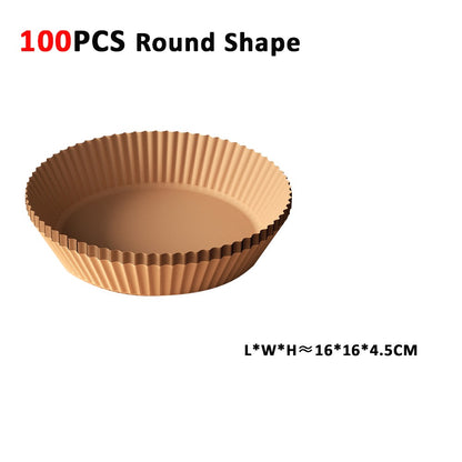 100pcs Air Fryer Paper Liners Disposable Non-Stick Parchment Paper Waterproof Oil-Proof Square Round Liners for Baking Roasting