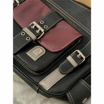 Y2K Vintage Crossbody Bag Women's Tote High Quality PU Leather Shoulder Bag Hip Hop Messenger Bag Female Large Handbag Commuter