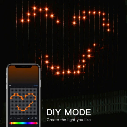 RGB Curtain String Lights Music Sync Text Display Fairy Light App Controlled DIY Christmas Curtain Light Wall Room Decor 3M