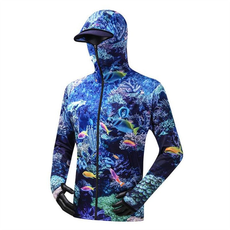 Moletom Profissional de Pesca com Máscara Anti-UV Protetor Solar Roupas de Proteção Solar Camisa de Pesca Respirável Secagem Rápida Camisa de Pesca