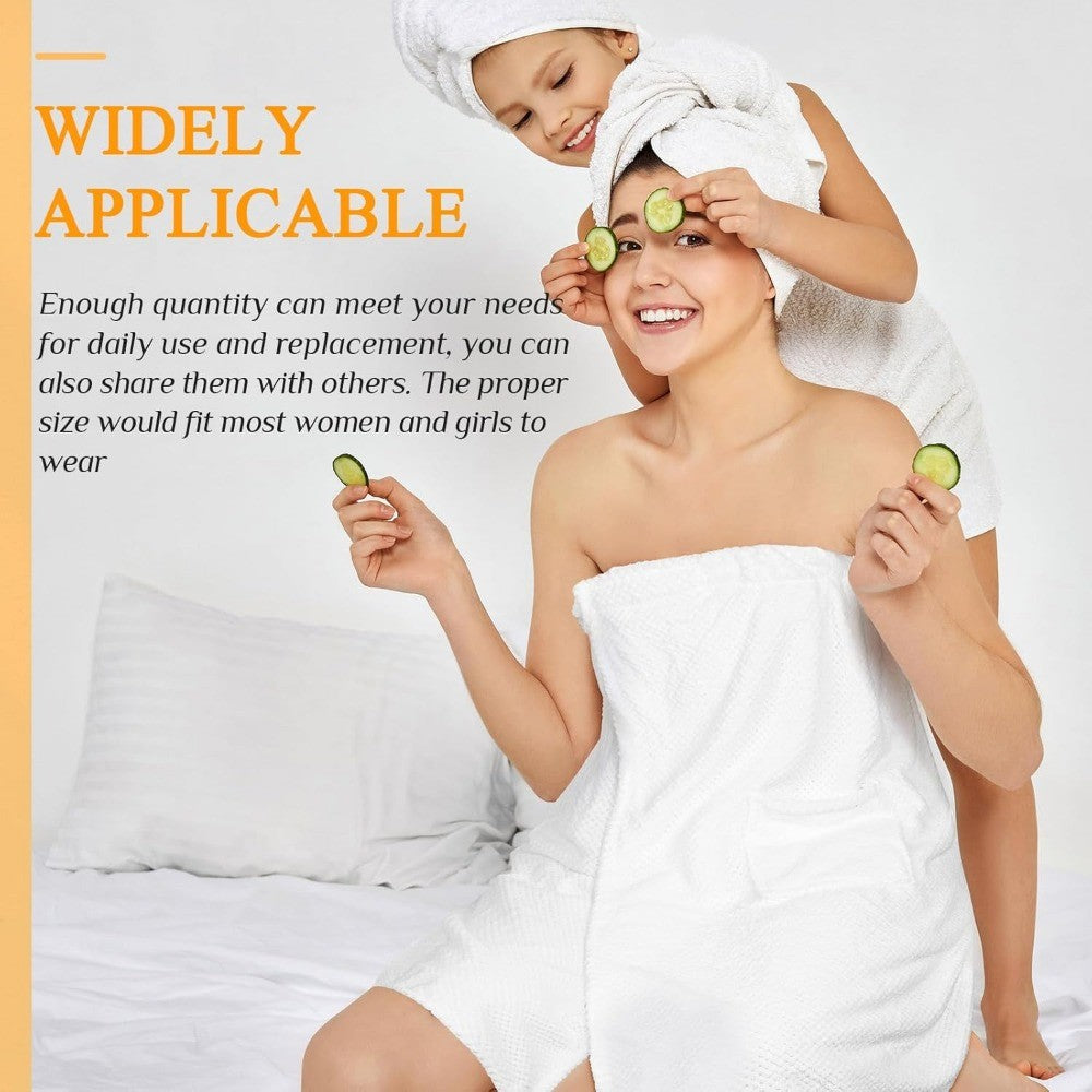 Lightweight Women's Waffle Spa Wraps with Pockets, Adjustable Closure for Bath and Shower Towel Wraps in White