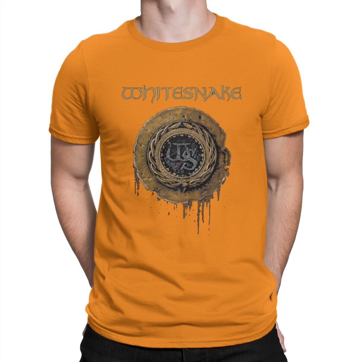 Whitesnake Creative TShirt for Men The Old Logo Round Neck Basic T Shirt Distinctive Birthday Gifts OutdoorWear