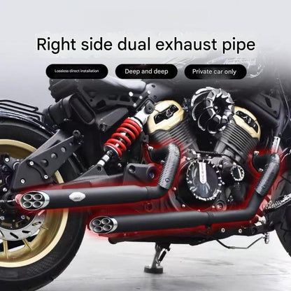 For Benda Chinchilla 450/500, the modified accessory features a rattlesnake exhaust pipe with dual outlets on the right side.