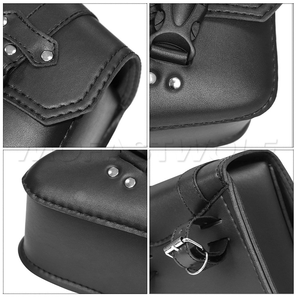 Universal Accessories Triangle Synthetic Leather Motorcycle Side Saddle Bag for Cafe Racer ATV For Harley Sportster XL 883/1200