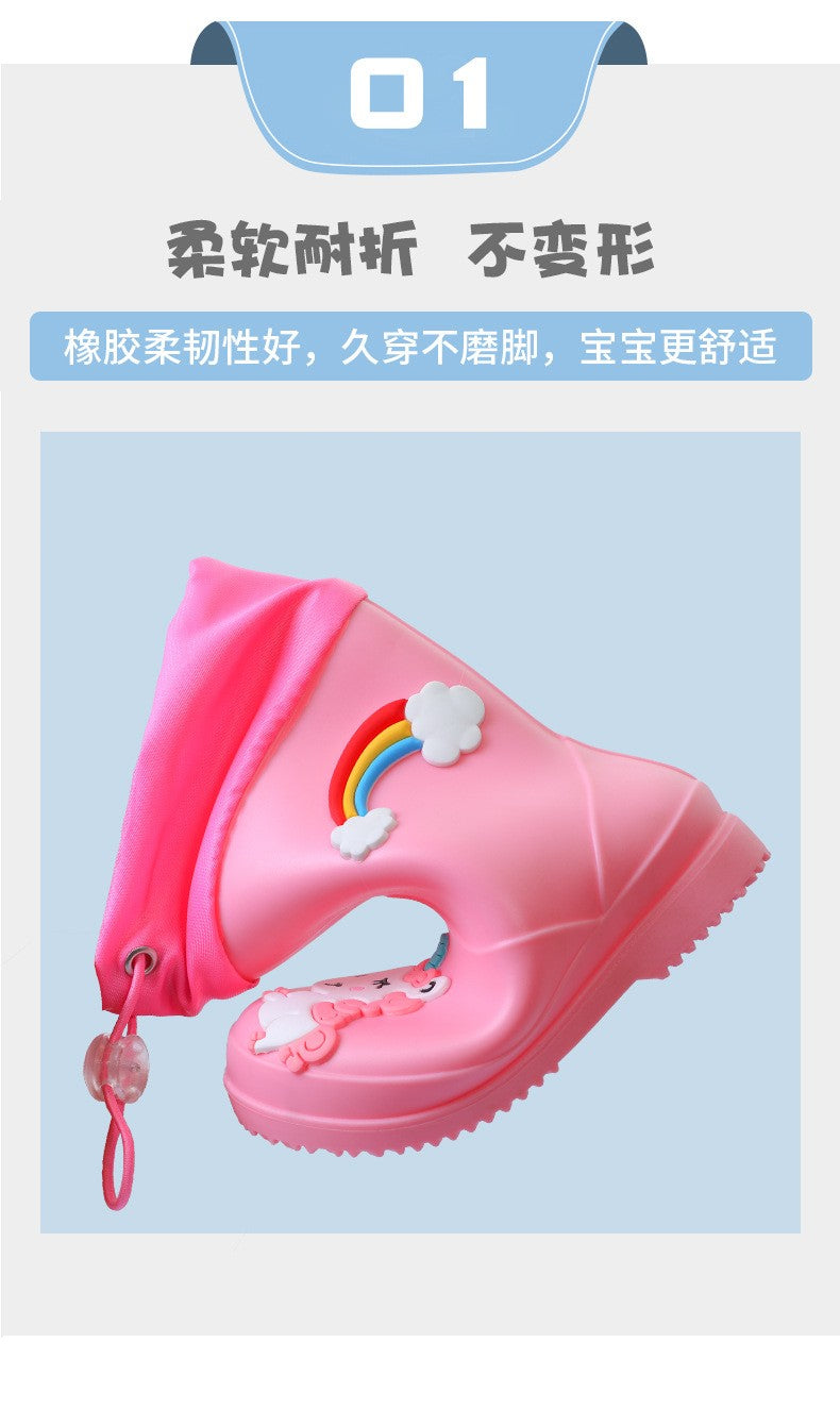 Summer children buckle rain shoes girls fashion beautiful water shoes thick soles non-slip rain boots