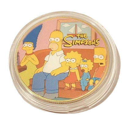 The Simpsons Artesanato de Metal Moedas Comemorativas Anime Periféricos Coleção Moedas Moeda de Ouro Desenho Animado Fofo Moeda da Sorte Brinquedos Infantis Presente
