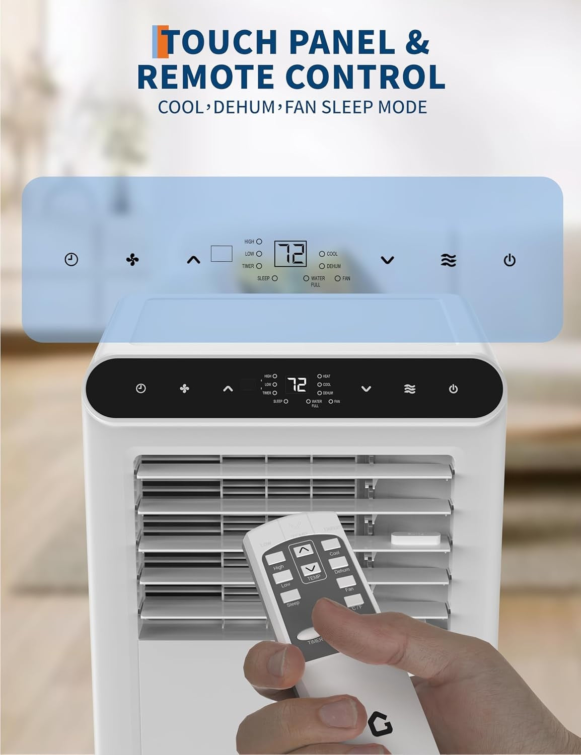 Ar Condicionado Portátil de 8.000/10.000 BTU, 3 em 1 Sem Duto, Unidade AC Portátil com Ventilador de Oscilação Automática e Kit para Janelas Incluído