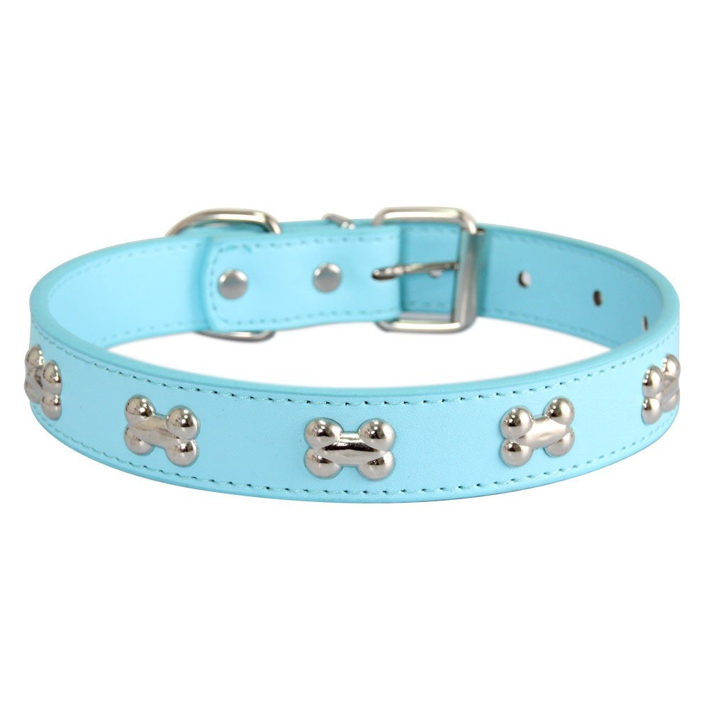 Novas coleiras de couro duráveis para cães, coleiras para filhotes de pug para cães pequenos e grandes, coleira de pescoço GXQ13