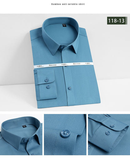 Men's white shirt long sleeved wedding business non ironing formal wear professional workwear casual wrinkle resistant shirt