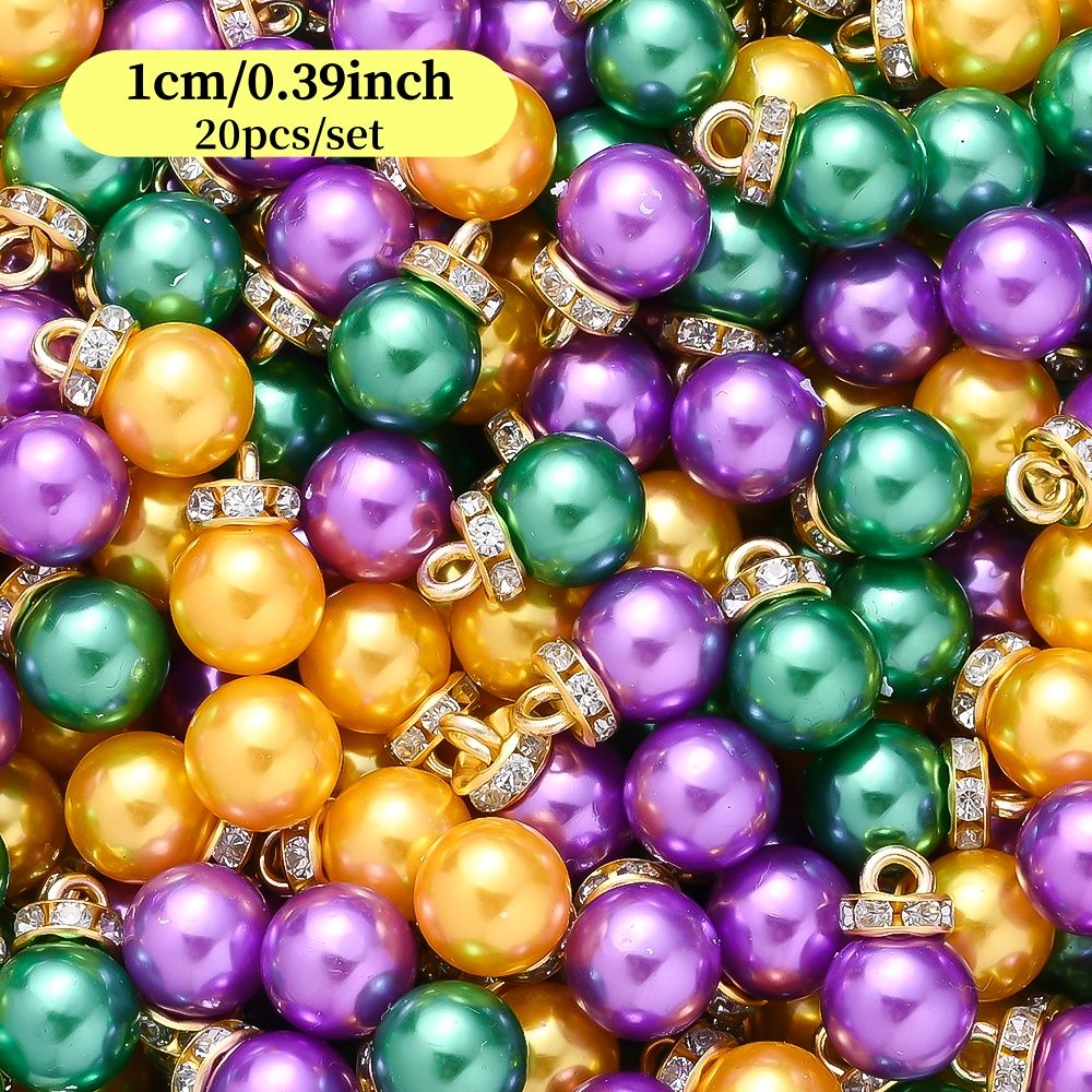 20pcs/set Shiny CCB Christmas Beads Pendant Classic Golden Rhinestone Spacer Beads For Earrings  Making Fashion Accessories