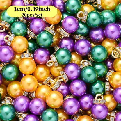 20pcs/set Shiny CCB Christmas Beads Pendant Classic Golden Rhinestone Spacer Beads For Earrings  Making Fashion Accessories