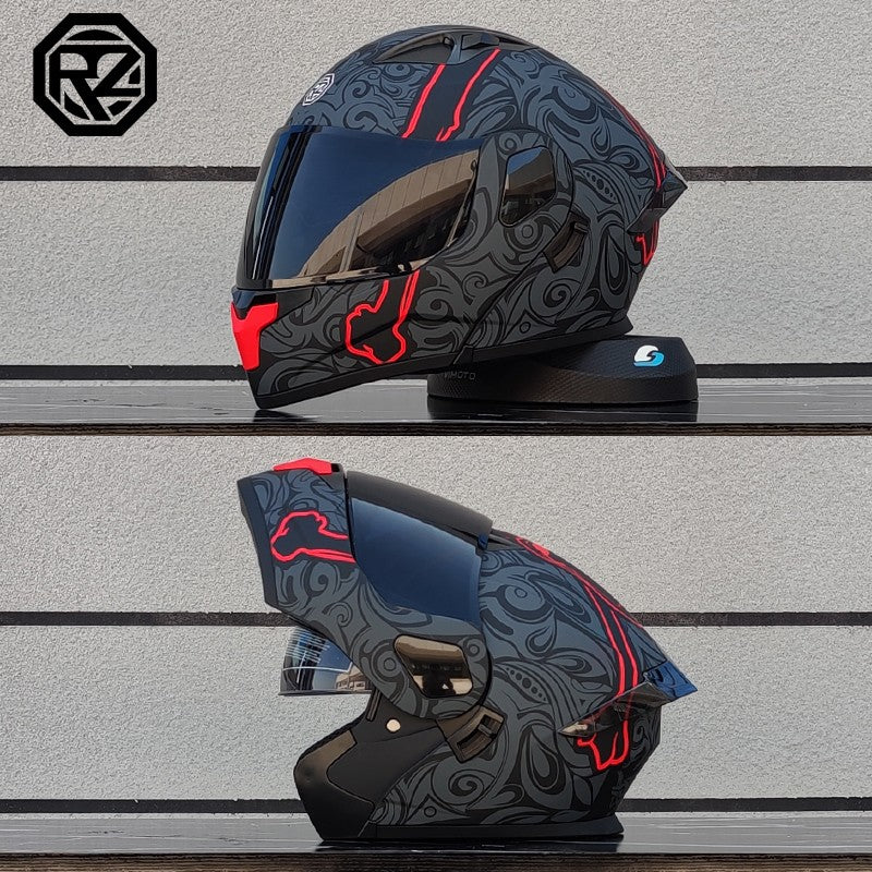 ORZ Capacete Integral Personalizado para Motocicleta Masculino Feminino Moda Capacete com Lente Dupla Capacete de Motocross de Corrida Modular Articulado Casco Moto