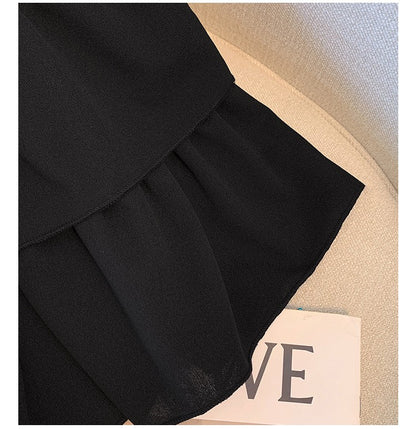 150Kg Plus Size Women's Hip 165 Cake Short Skirt Casual Pleated Ruffled Edge Skirt Black White 5XL 6XL 7XL 8XL 9XL