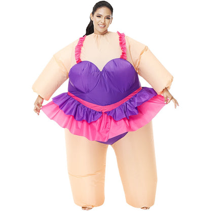 Hot Adult Blue Purple Ballet Dress Inflatable Costume Suit Anime Carnival Purim Halloween Party Cosplay Costume for Man Woman