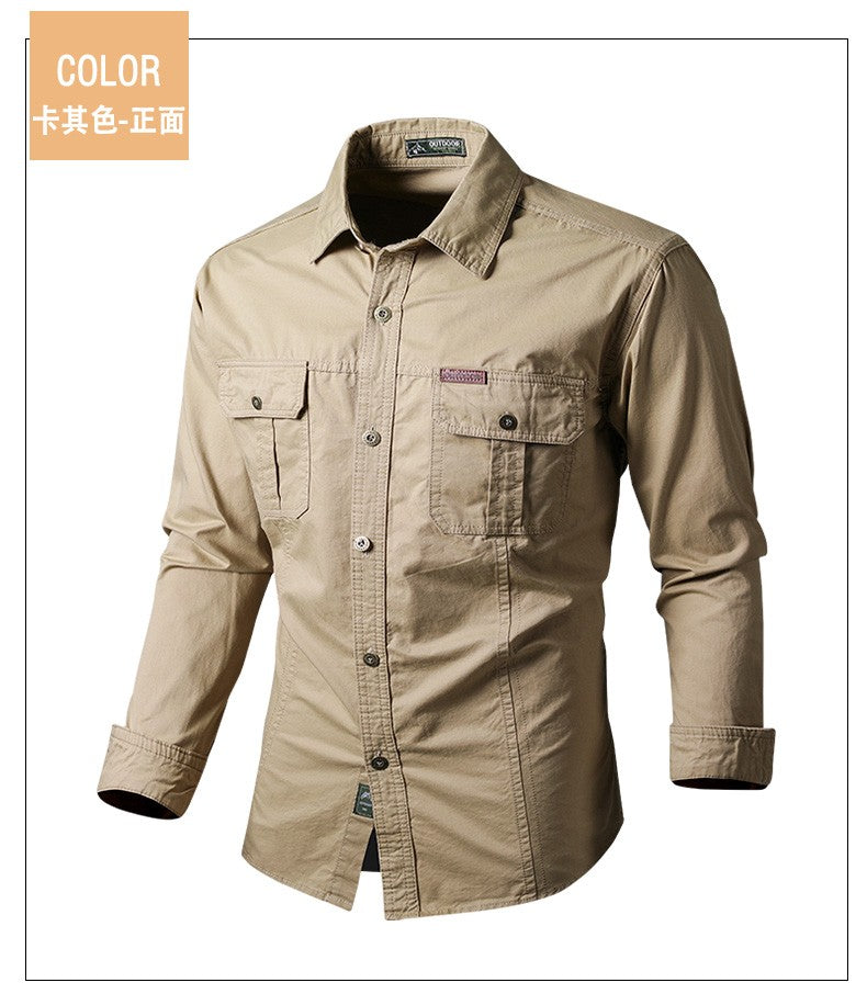 Mens Katoen Militaire Shirts Mannen Lange Mouwen Casual Dress Shirt Mannelijke Cargo Werk Shirts Heren Werken Shirts