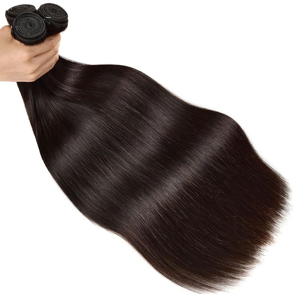 Cabelo Humano Liso de 12-32 Polegadas, 100% Não Processado, Tecer Brasileiro, 3 Pacotes, Extensões de Cabelo Preto Sedoso, Cabelo Cru, Rápido de Tecer