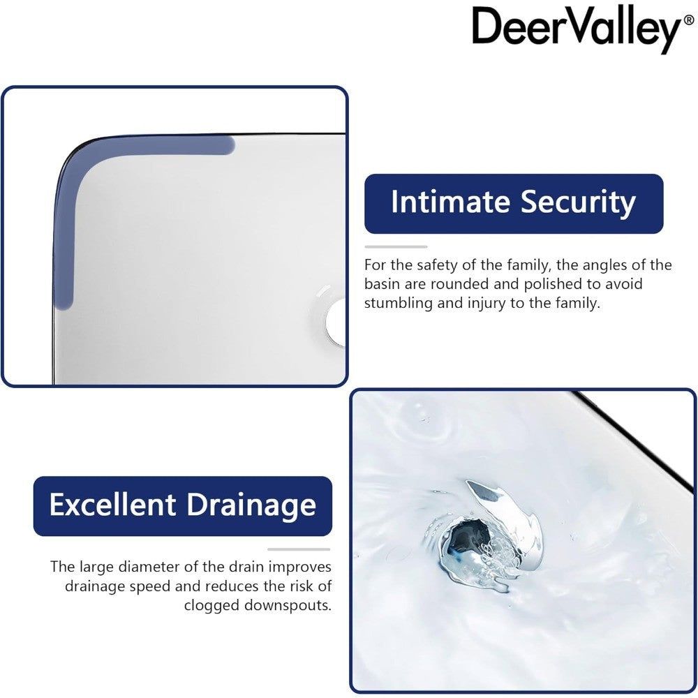 Vessel Sink Rectangle, Black & White Semi Recessed Bathroom Sinks, 18.9x11.61 Modern Rectangular Top Counter Bathroom