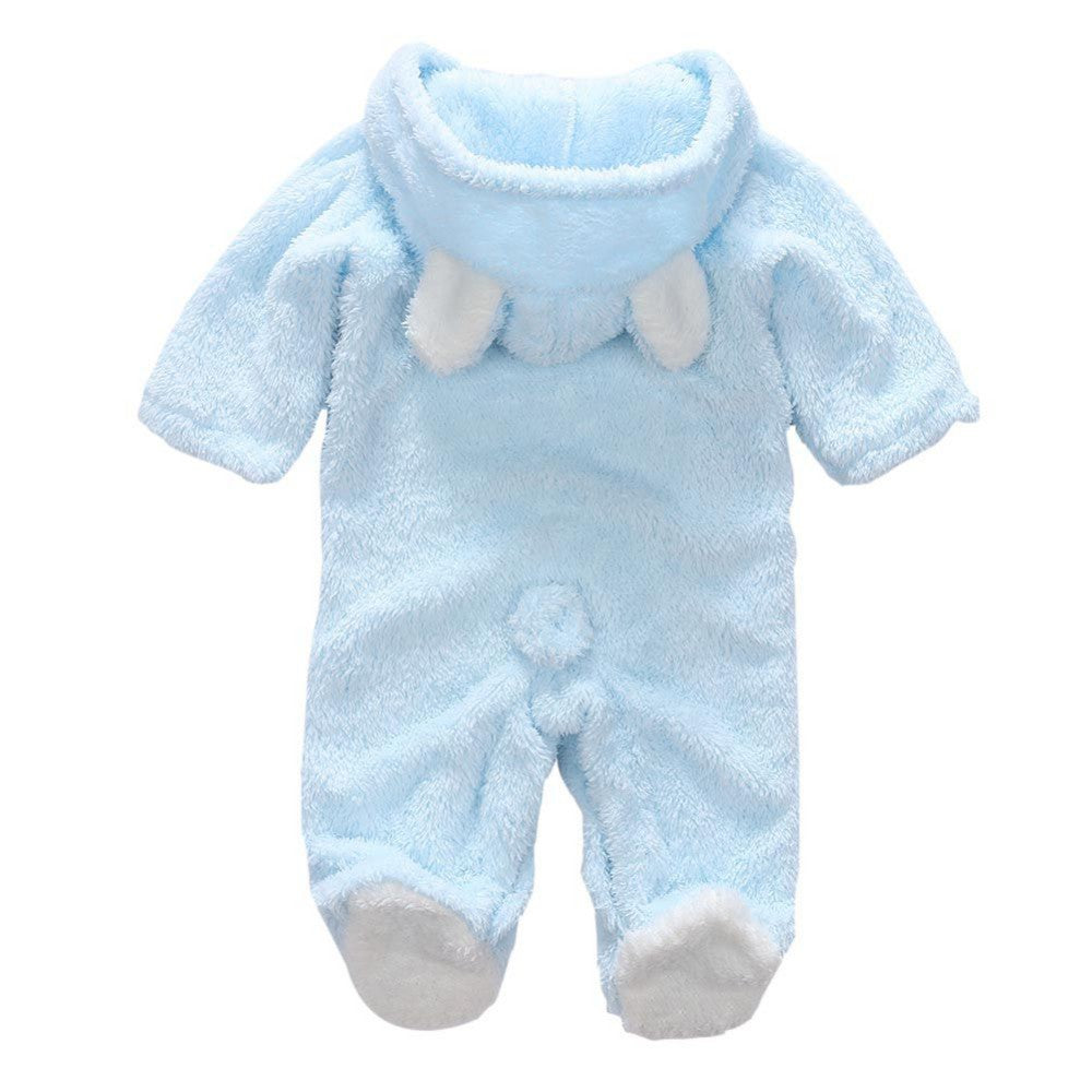 Winter Newborn Baby Plush Bodysuit Jumpsuit Cartoon Hoodies Boy Girl Romper Twins Clothes Korean version 0-12M