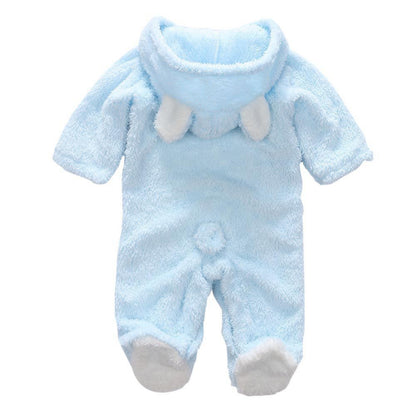 Winter Newborn Baby Plush Bodysuit Jumpsuit Cartoon Hoodies Boy Girl Romper Twins Clothes Korean version 0-12M