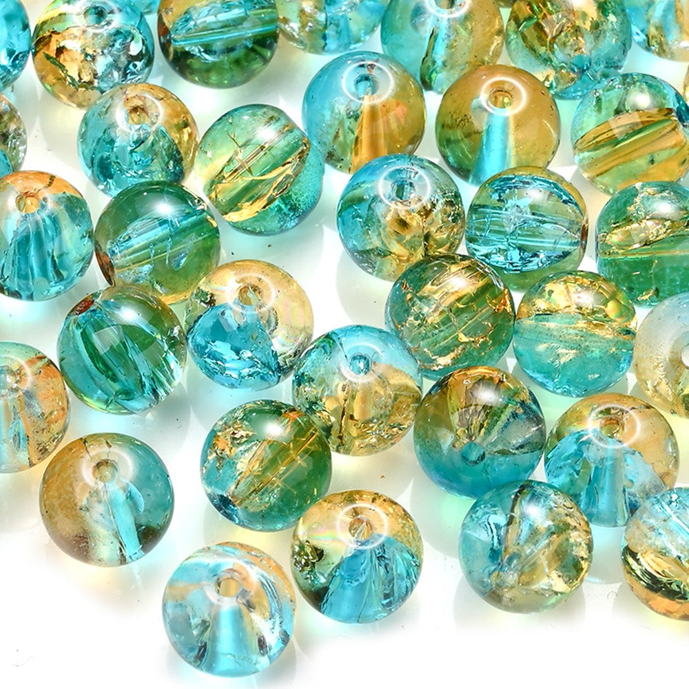 100pcs 8mm Christmas Crystal Glass Crack Beads Red and Green Gradient Spacer Beads for DIY Bracelet Necklace Jewelry Making