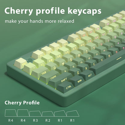 Novas Teclas 133 Gradiente Verde Shine Through Keycaps Impressão Lateral PBT Keycap Perfil Cherry Double Shot para Teclados Mecânicos