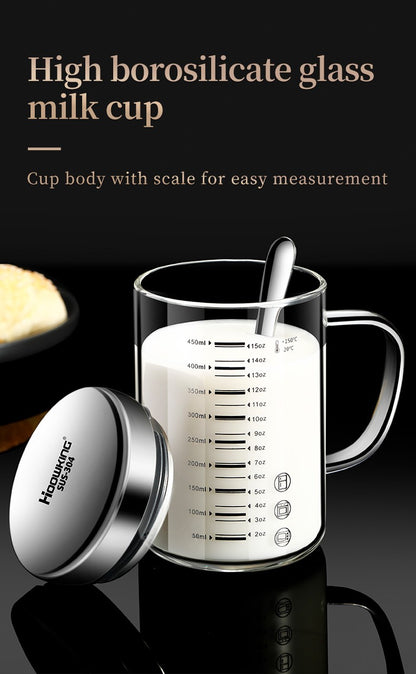 Y-244 Copo de Leite Caneca de Café Copo Medidor Graduado com Alça de Vidro Borossilicato Copos Medidores de Qualidade Alimentar Multifuncionais