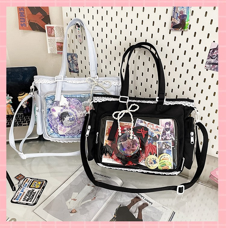 New Japanese Style Transparent Crossbody Bag Cute Candy Color Commuting Shoulder Bag for Girls Simple and Casual Texture Ita Bag