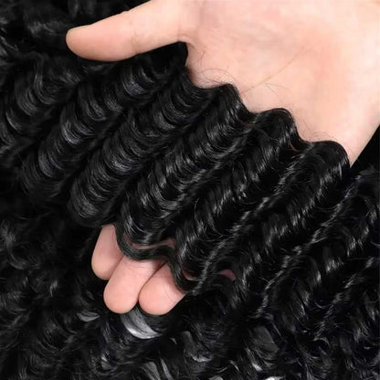 Brazilian Virgin Deep Wave Bundles 100% Unprocessed Deep Curly Human Hair 1 3 4Bundles Grade Deep Wave Human Hair Natural Color