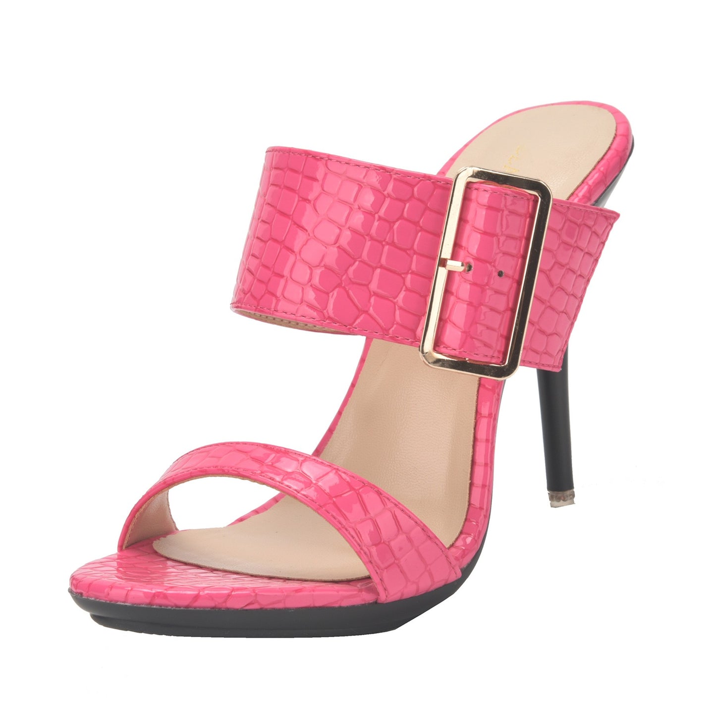 New Summer Buckle Strap Outside Women Slipper  Open Toe High Heeled 10CM Women's Sandals Thin Heels Neutral Slippers Party Pumps