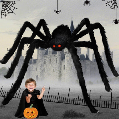 Giant Black Plush Spider Halloween Decoration 30-200cm Horror Haunted House Props Indoor Outdoor Party Scary Decor