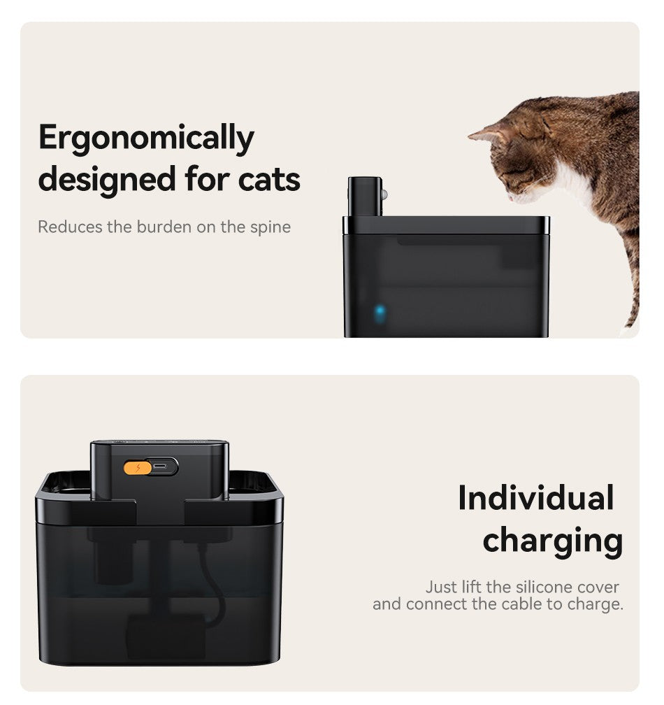 ROJECO Fonte de Água Automática Sem Fio para Gatos 2600mAh Bebedouro para Pets para Cães e Gatos Sensor Infravermelho Bebedouro Inteligente para Pets
