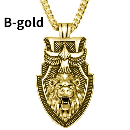 Colar Masculino de Aço Inoxidável com Pingente Triângulo e Cabeça de Lobo, Joia Punk de Animal para Homens, Presente de Aniversário, Estilo Hip Hop