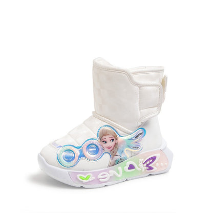 Disney Winter Children Shoes Plush Waterproof Non-Slip Girl Frozen Princess Elsa Shoes Snow Boots Fashion Warm Outdoor Boots